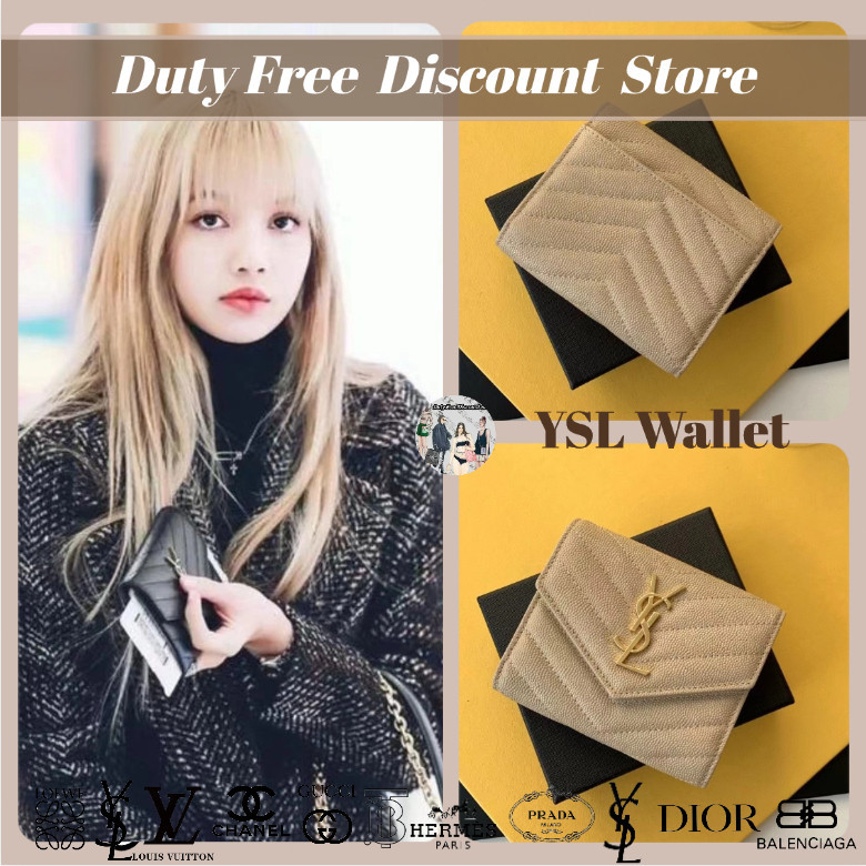 YSL Saint Laurent CASSANDRE MATELASSÉ Model Dompet / Dompet Tri-fold Pendek dengan Slot Koin 100% Ot