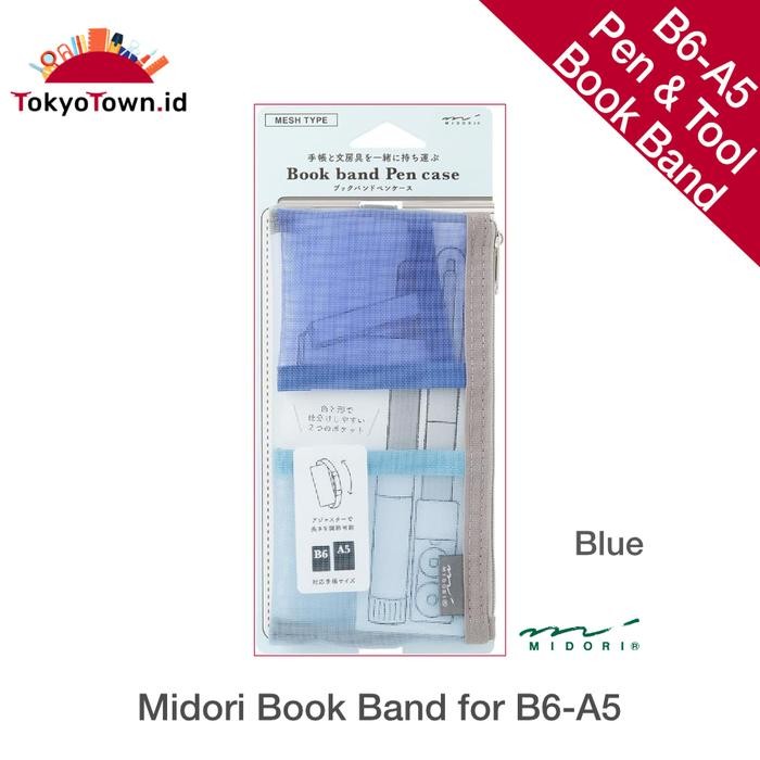 

READY Midori Pen Case Book Band for B6-A5 Mesh - Blue