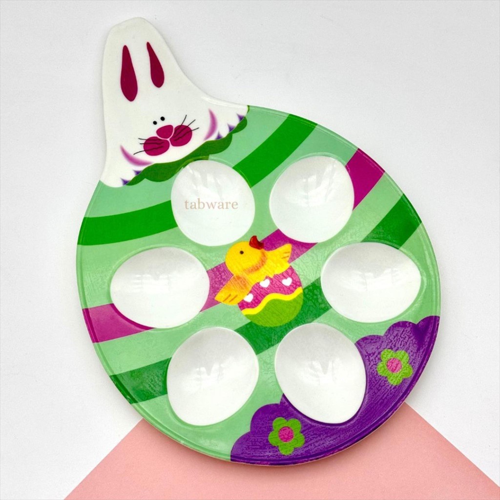 

(1pc) TABWARE Palet Telur Motif Rabbit / Tray Telur Hias / Palet Melamine 8 Lubang
