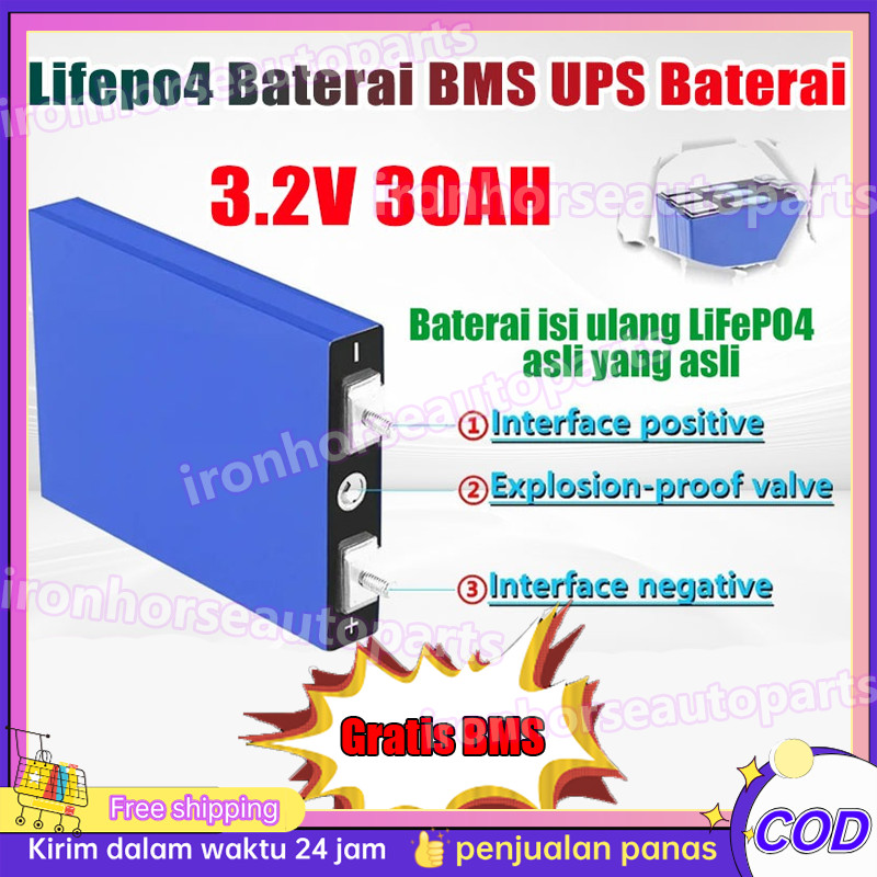3.2V 30Ah CATL/BYD-Baru 100% Lifepo4 Baterai + BMS UPS Baterai Lifepo4 3.2V 30ah Elektrik Baterai Li