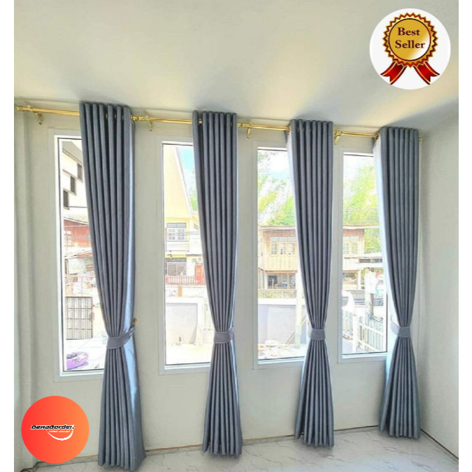 Gorden Jendela Blackout Mewah Tebal Wooven Polos Gorden Hotel Aesthetic