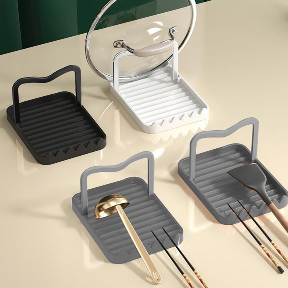

Pot Lid Holder Multi-functional Kitchen Utensils Spatula Rack Non-Slip Kitchen Counter Shelf Foldable Pan Lid Organizer Stand