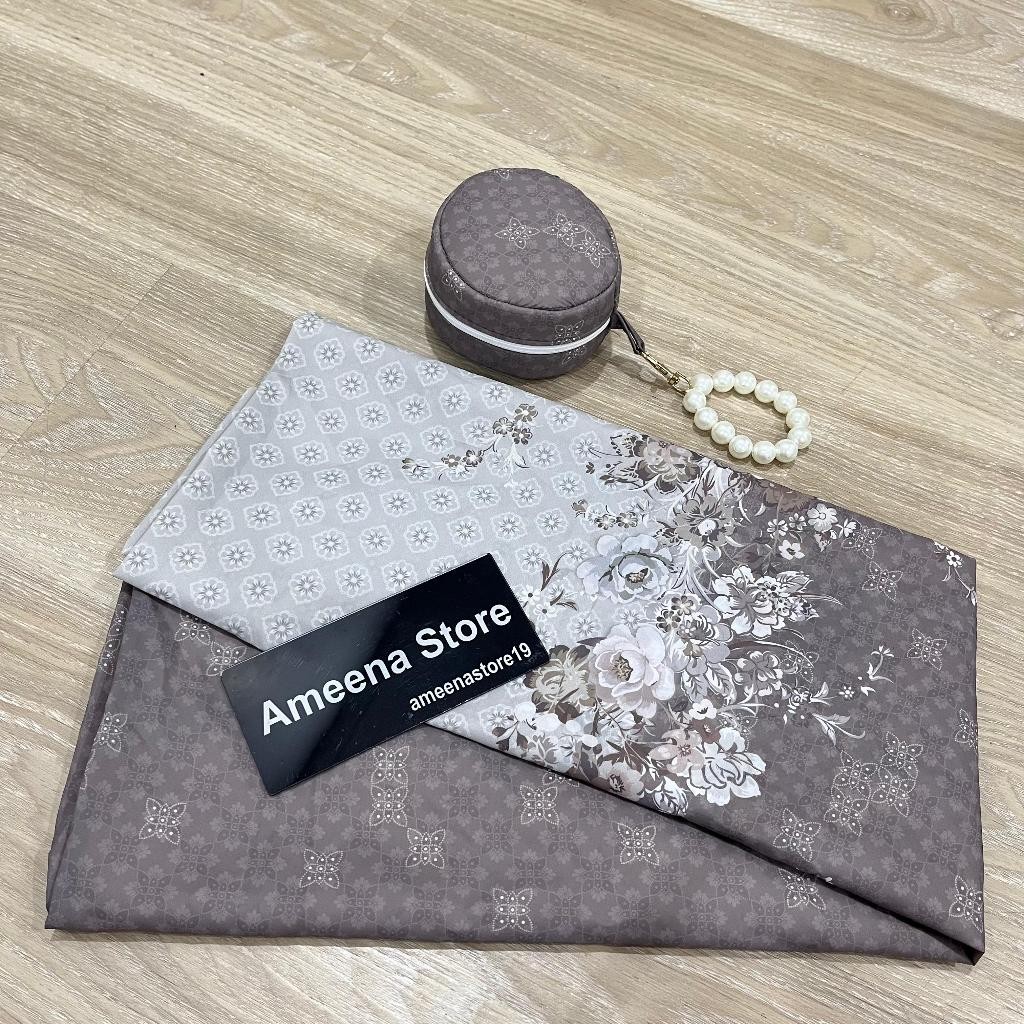 Ameena Mutiara - Mukena Dewasa Travel Mini Parasute Korea Tas Bulat Mutiara LaserCut