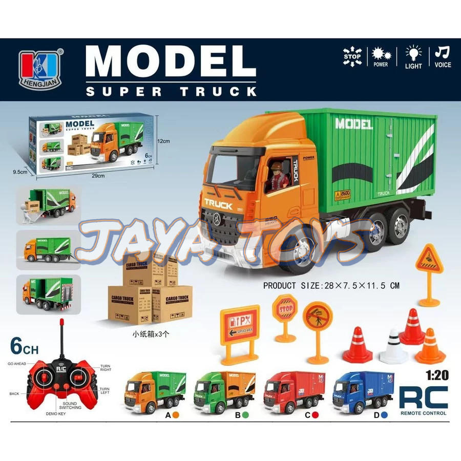 Mobil Truk Pick Up Box Remote Control 6CH Lampu Suara Skala 1:20 Mainan Anak