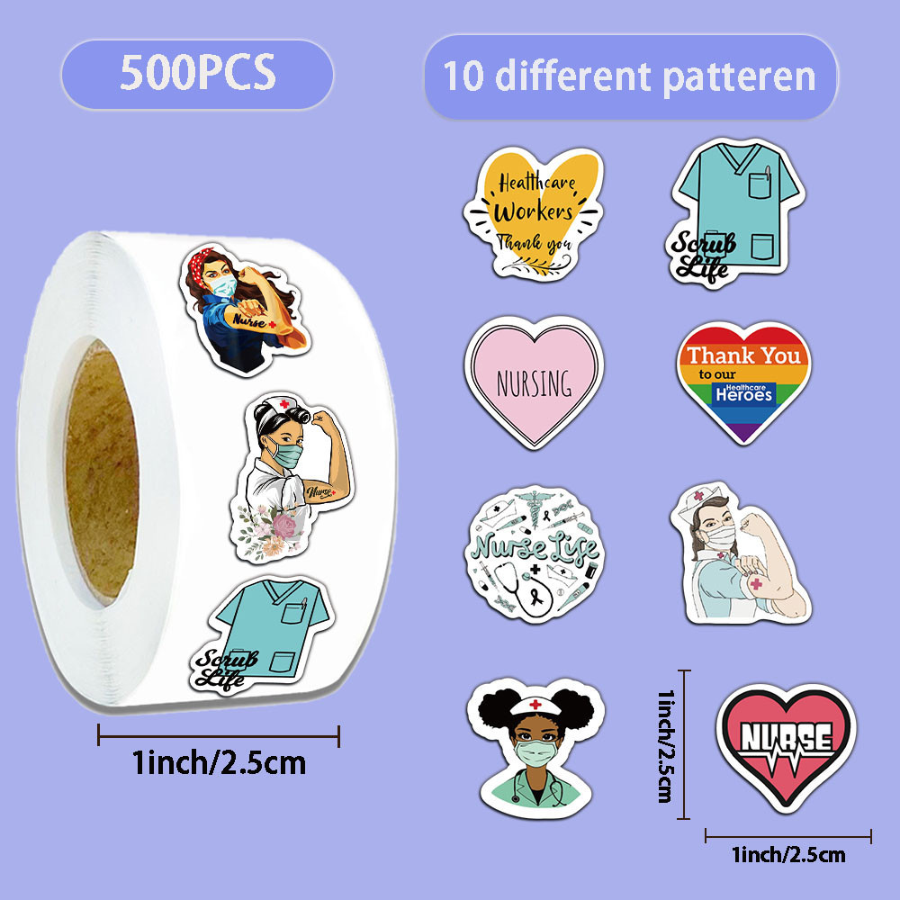 

500PCS Nurse Series Stickers, Graffiti Roll Stickers, Decorative Luggage, Refrigerator, Notebook Waterproof Stickers