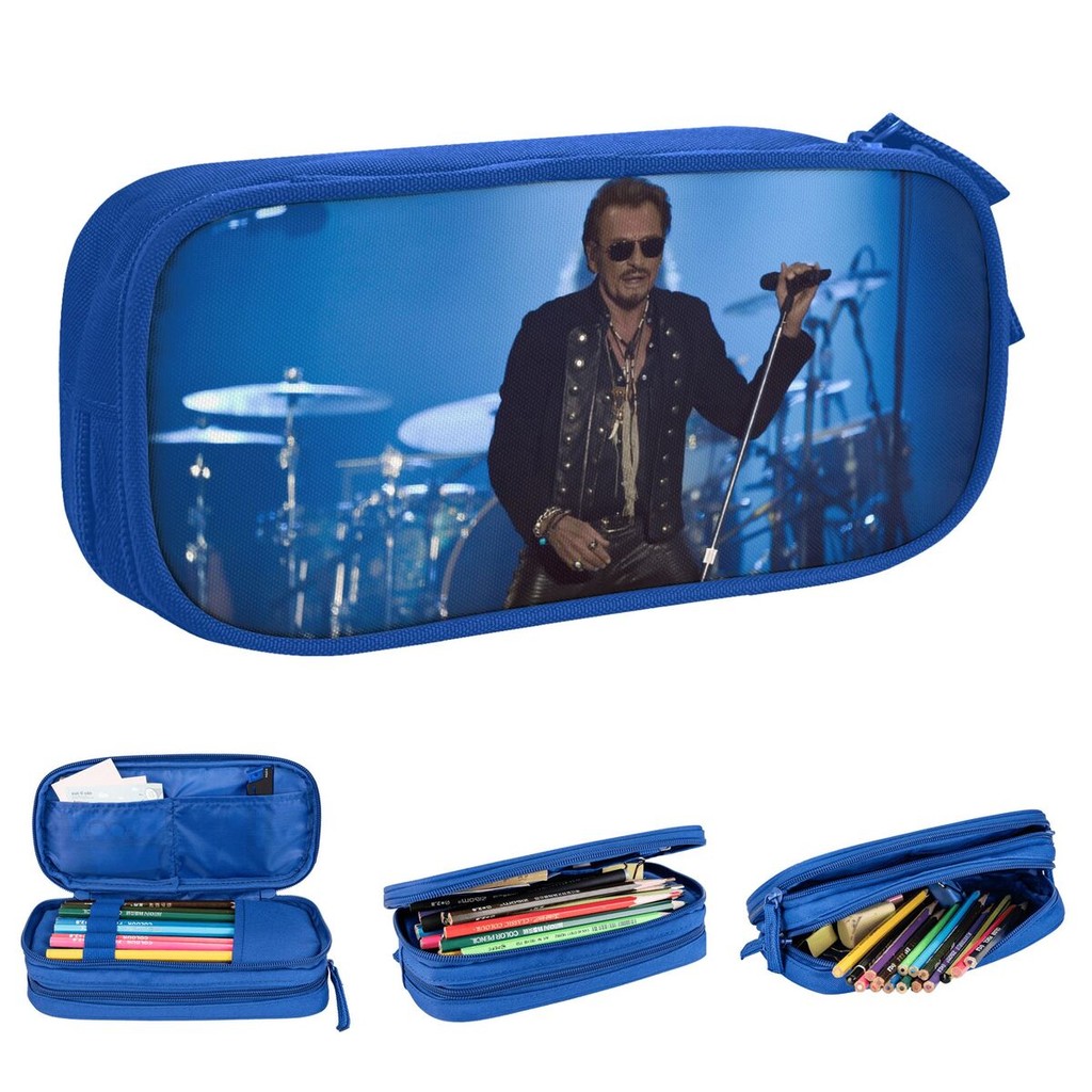 

Rock Star Johnny Hallyday Pencil Case Pencil Box Pen Box for Girls Boys Big Capacity Bags School Supplies Gifts Stationery