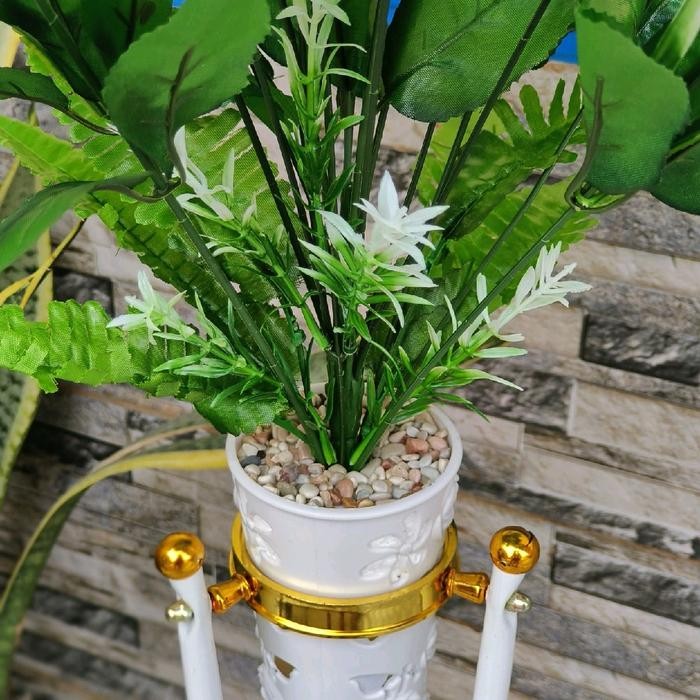 Bunga Hias Anthurium LILY Satu Set Lengkap Dengan Vas/Pot Standing blBesi Corong Plastik Hiasan  Sud