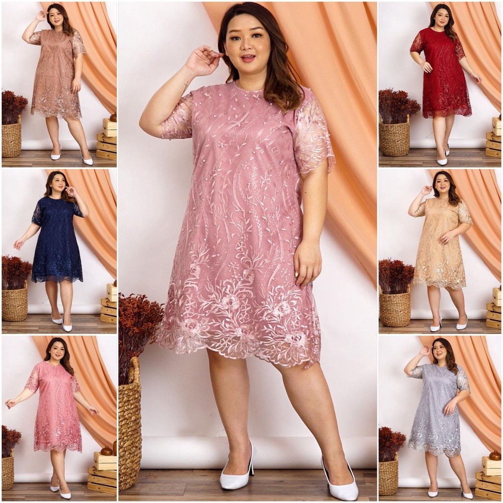 Dress Tile XXL Bigsize Jumbo Brukat Tile Bordir Gliter IMLEK Tulle Tille