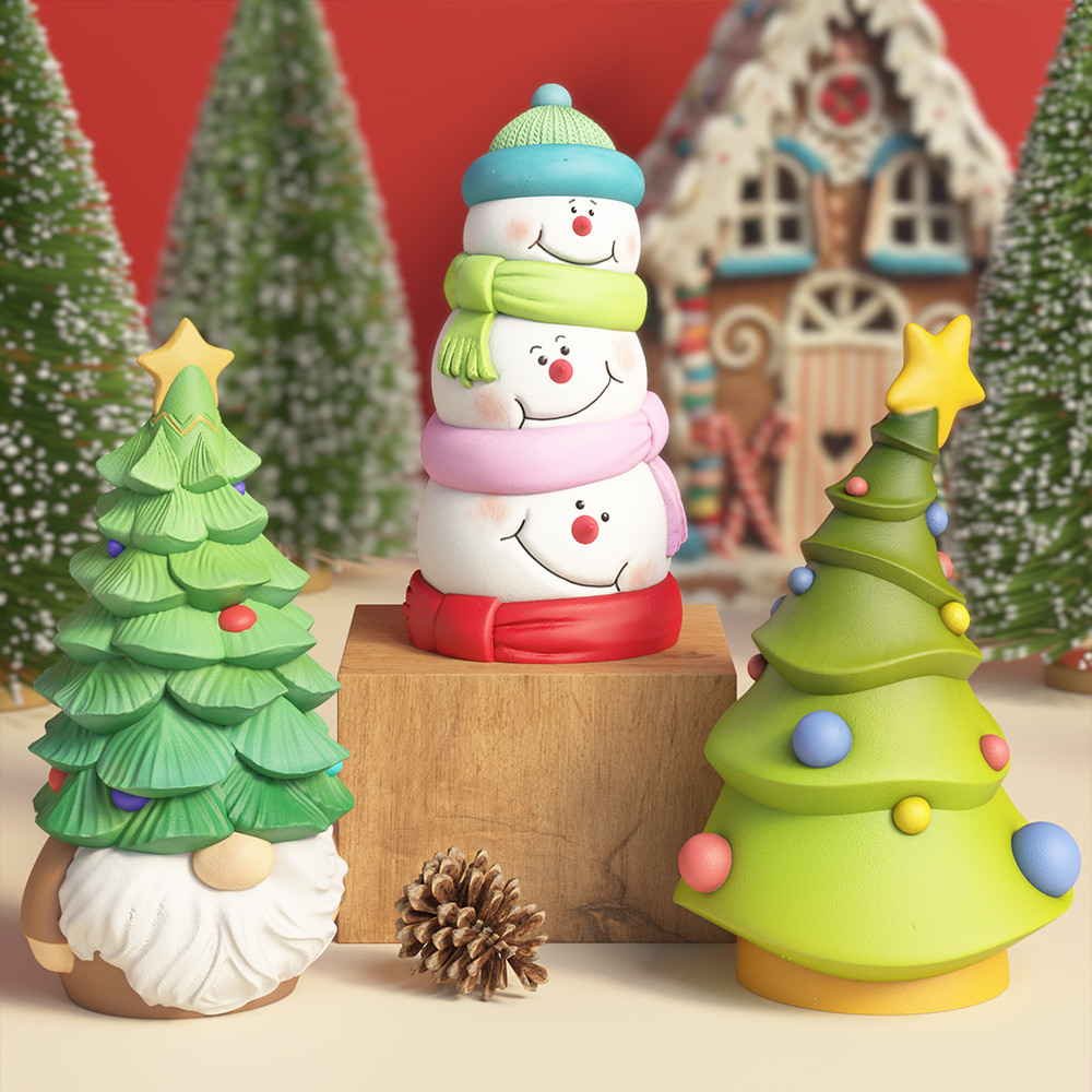 

Snowman Candle Silicone Mold Resin DIY Silicone MoldChristmas Tree Aromatherapy Gypsum Mold Decoration Candle Making