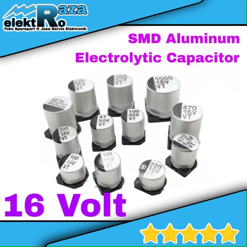 16Volt  Elko Elco SMD 100uf 220uf 470uf 16V Kapasitor SMD Capasitor