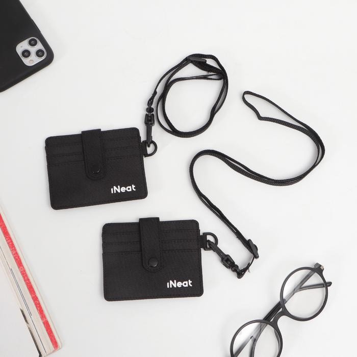 

iNeat Card Holder Lanyard Hanging llet Black | Dompet Kartu Polos - Hitam