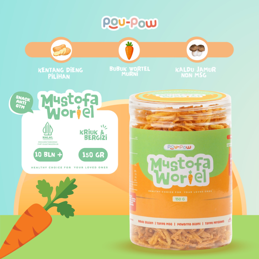 

Poupow Mustofa Wortel | Mustofa Kentang Mpasi | Snack Sehat Kriuk