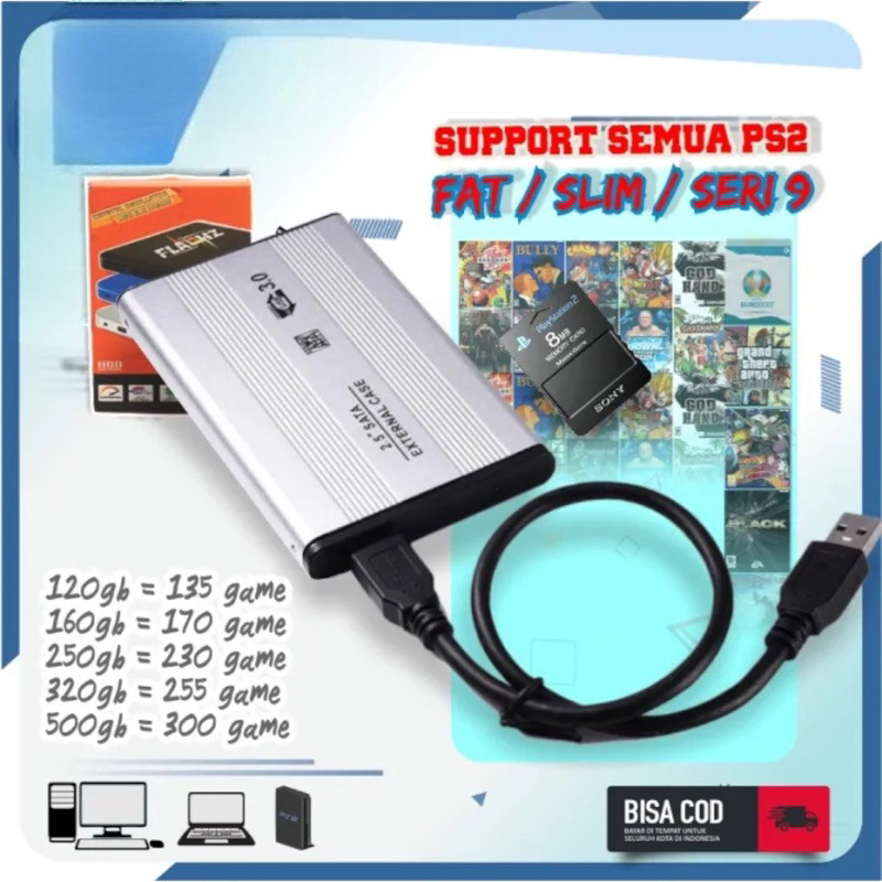 Hardisk ps2 / hdd eksternal ps2 500gb 250gb 320gb 160gb 120gb 80gb