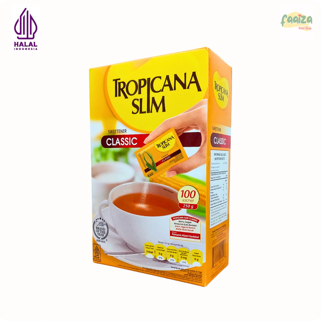 

Tropicana Slim Sweetener Classic 250gr (100sch x 2,5gr) Pengganti Gula
