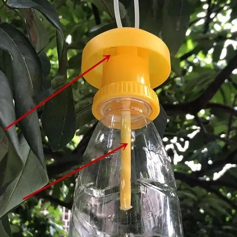 1/2pcs Fruit Fly Trap Plastic Cover Head Yellow Fruit Fly Trap Trap Cover Head Home Farm Pest Contro