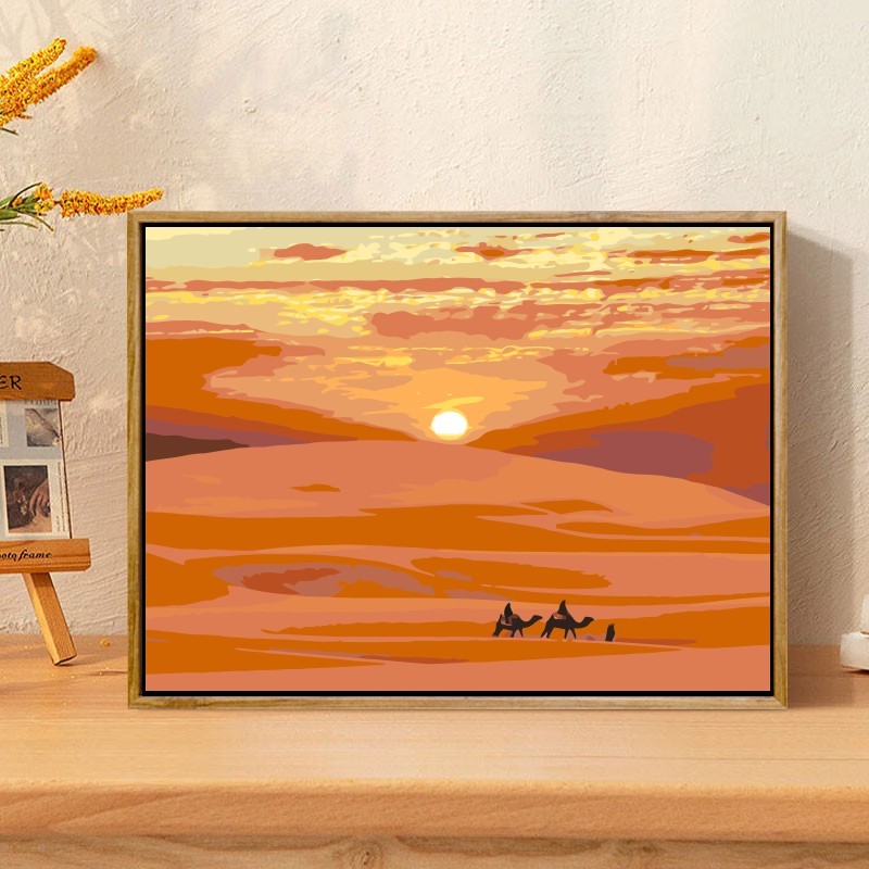 

Desert Landscape with Camels Digital Paint by Numbers Kit Fun DIY Art Project Home Decor i11490