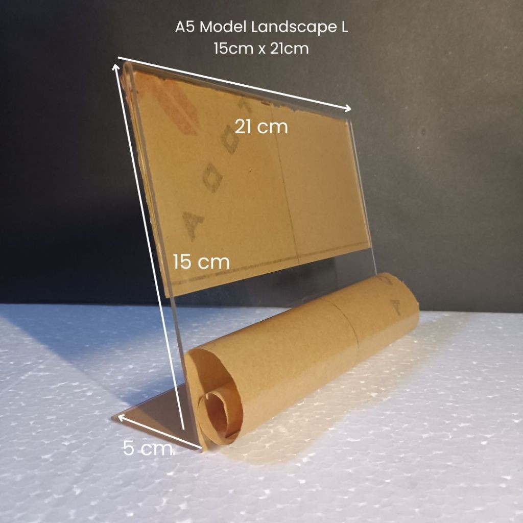 

Akrilik Tempat Brosur Tent Card A5 21 x 15 cm Landscape L Tebal 2mm
