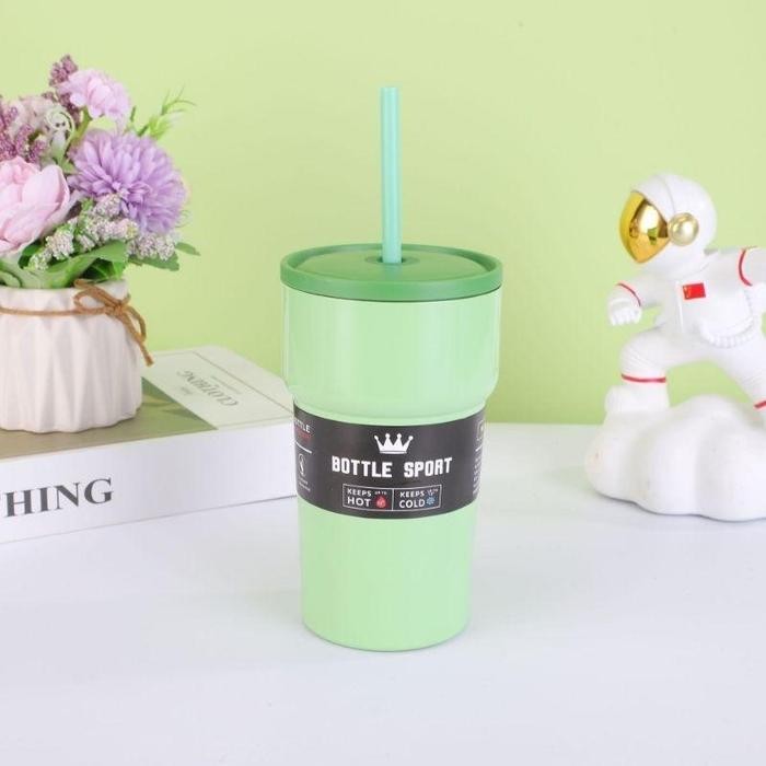 WMEDIA Tumbler Insulate Botol Stainless 304 Jerami + Sedotan / Botol Stainless 304 + Sedotan Plastik