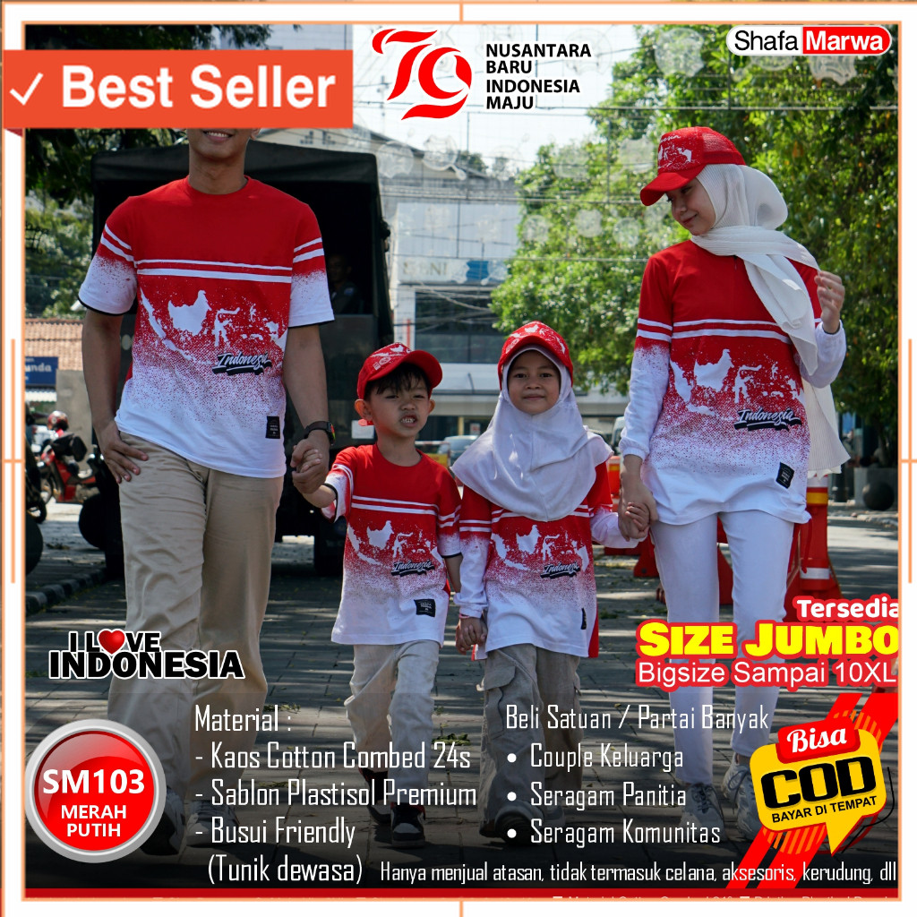 Baju Olahraga Merah Putih Kekinian / Shafamarwa Baju Merah Putih Agustusan - Kaos Seragam Couple Edi
