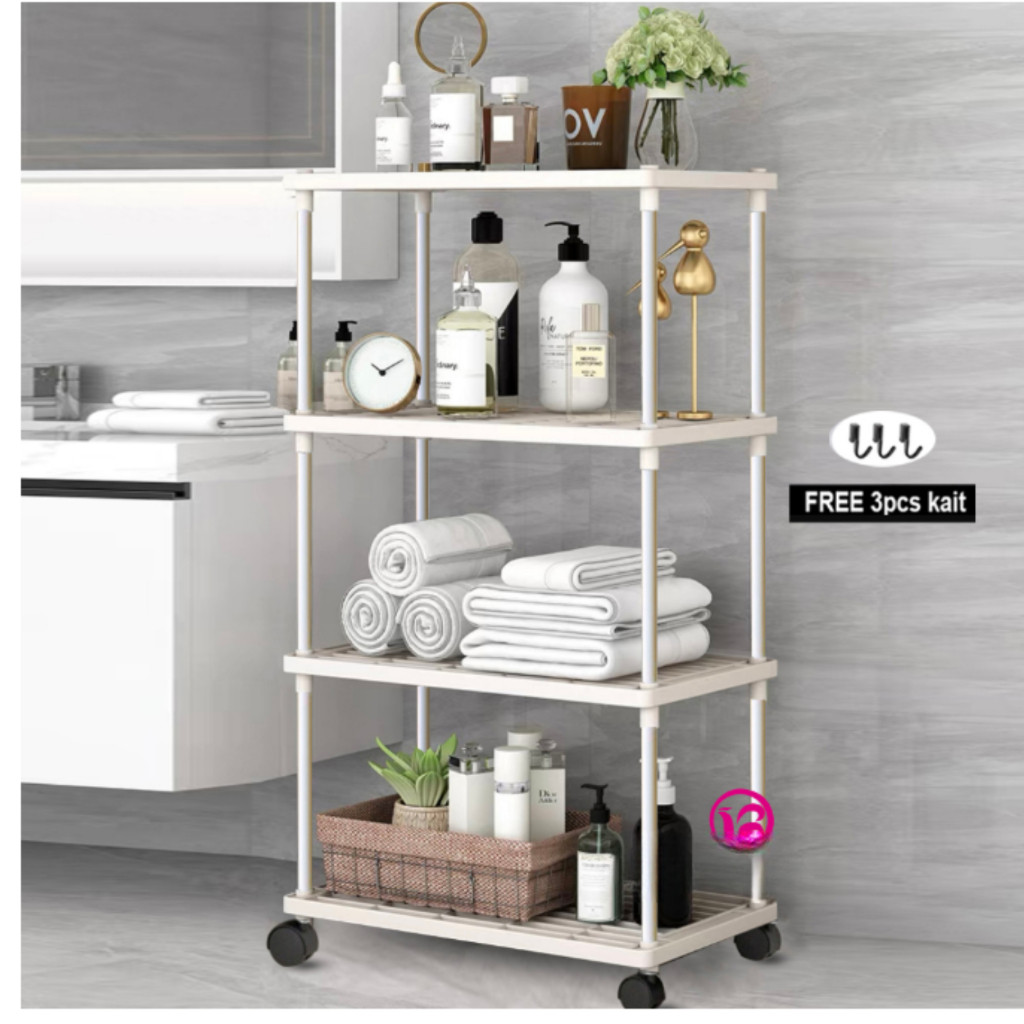 Rak dapur plastik rak susun serbaguna ukuran BESAR rak kamar mandi 4 susun / rak susun serbaguna rak