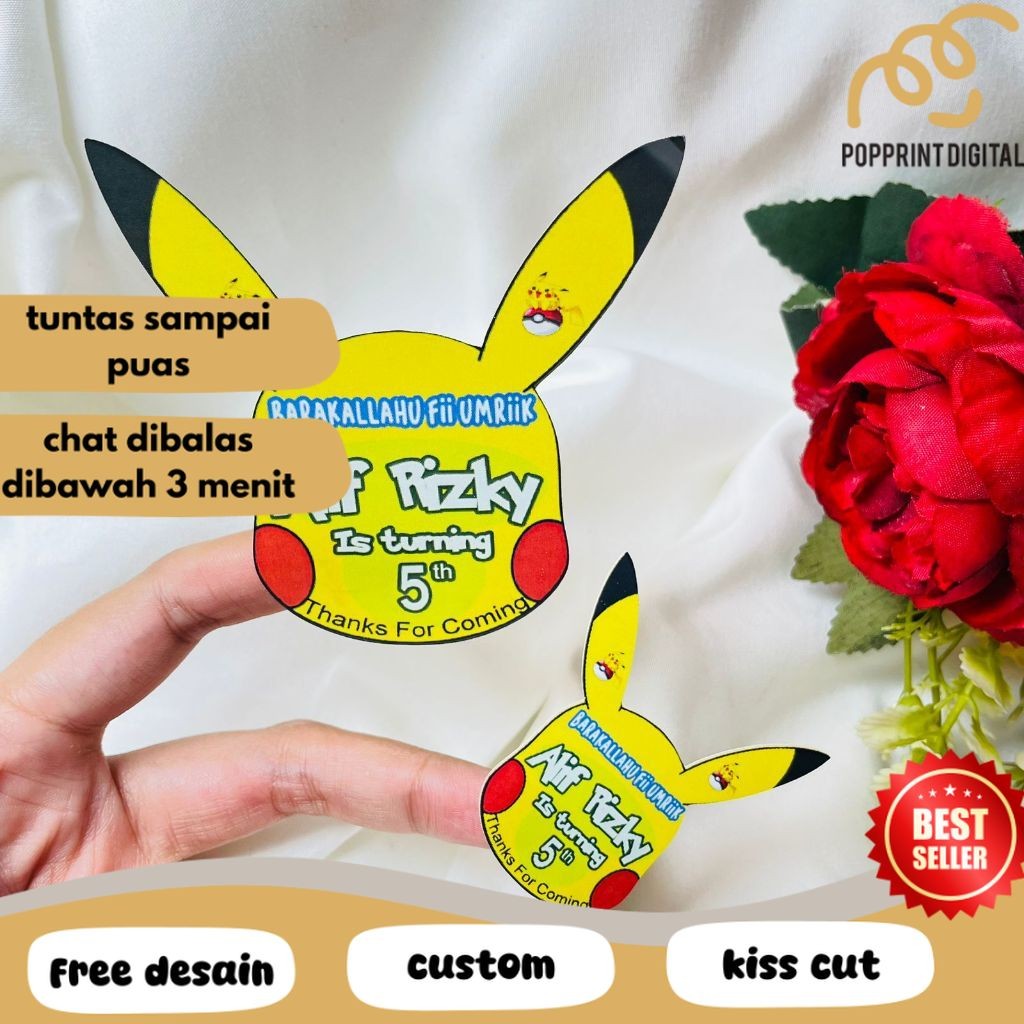 

PpD Sticker Karakter Ulang Tahun Taun Anak Stiker Label Hampers Ultah Birthday Bentuk Custom Uk.Besar