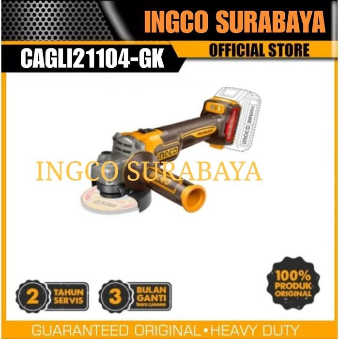 INGCO CAGLI21104 CORDLESS ANGLE GRINDER BRUSHLESS 4" GERINDA BATERAI