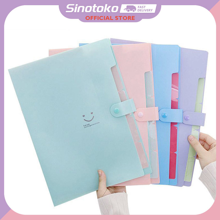 

Folder Map A4，5 Slot, Warna Macaron/Candy, Multi-Lapisan，Untuk File & Buku Pelajaran