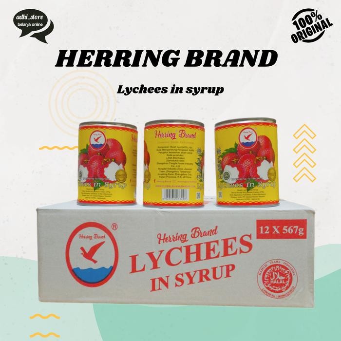 

Herring Brand Full carton lychees in syrup Buah leci kemasan kaleng 12 pcs - Dus