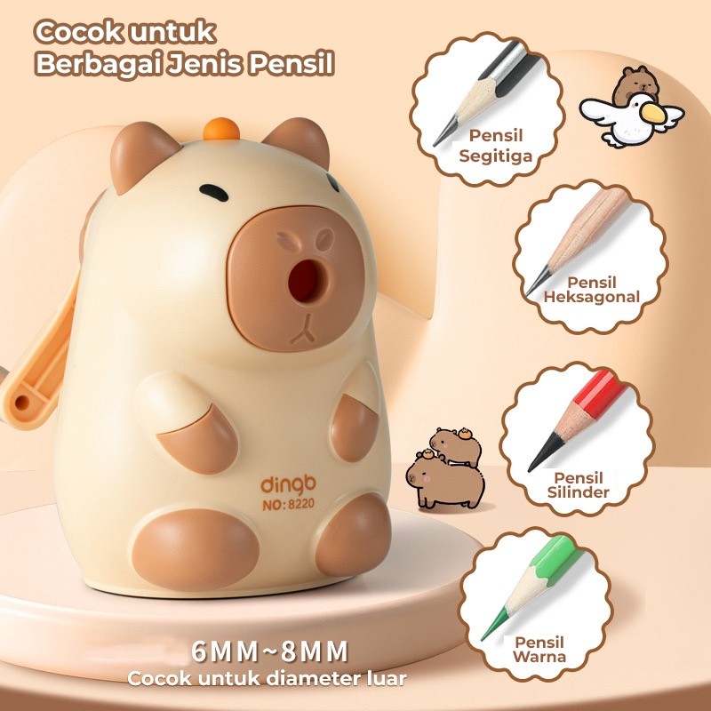 

BOBOMART Sharpener Rautan Serutan Putar Dingb (Capybara, Rainbow, Jam, Hot Wheels, DLL)