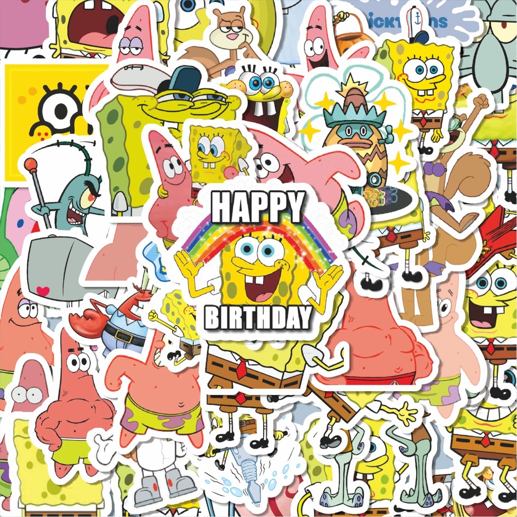 

100PCS Lucu Stiker Spongebob Squarepants Universe Series Character Mix 1 Stiker Aesthetic Stiker Anti Air Stikers Berperekat Waterproof sticker decal buat Motor Helm Buku Journal Koper Casing HP Laptop Botol Minum Hadiah anak