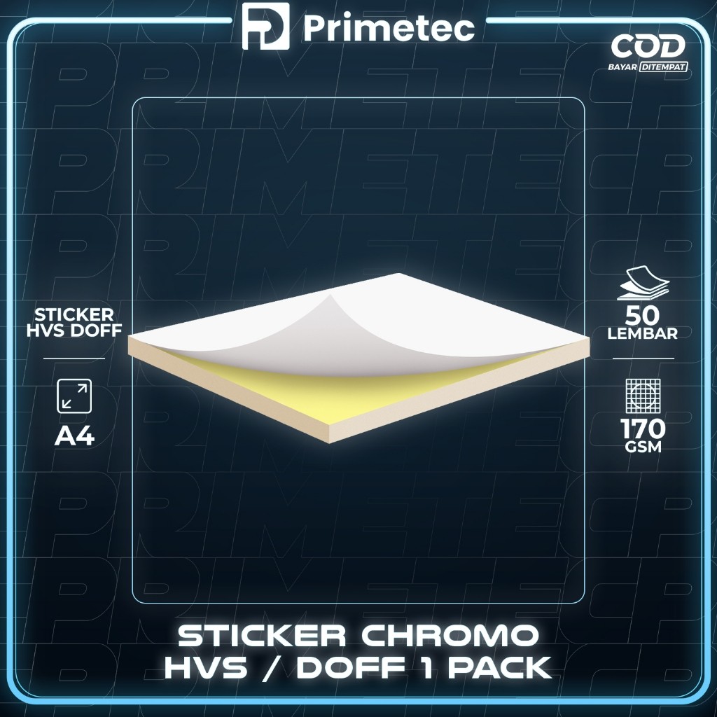 

TERLARIS Sticker Chromo HVS A4 isi 50 lembar / Kertas Stiker Inkjet Glossy / Doff Matte A4 Primetec bvv-21