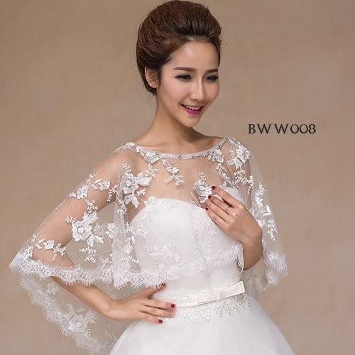 Aksesoris Bolero Wanita Outer Baju Pesta Lace Brokat Putih BWW008
