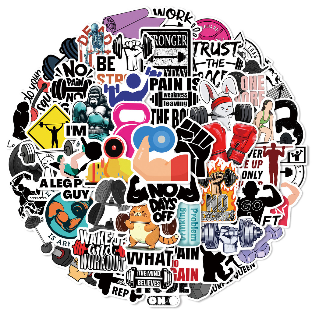 

50Pcs Gym Stickers Fitness Stickers,Workout Decals for Laptops Hydro Flasks Water Bottles Luggage (Work Out)