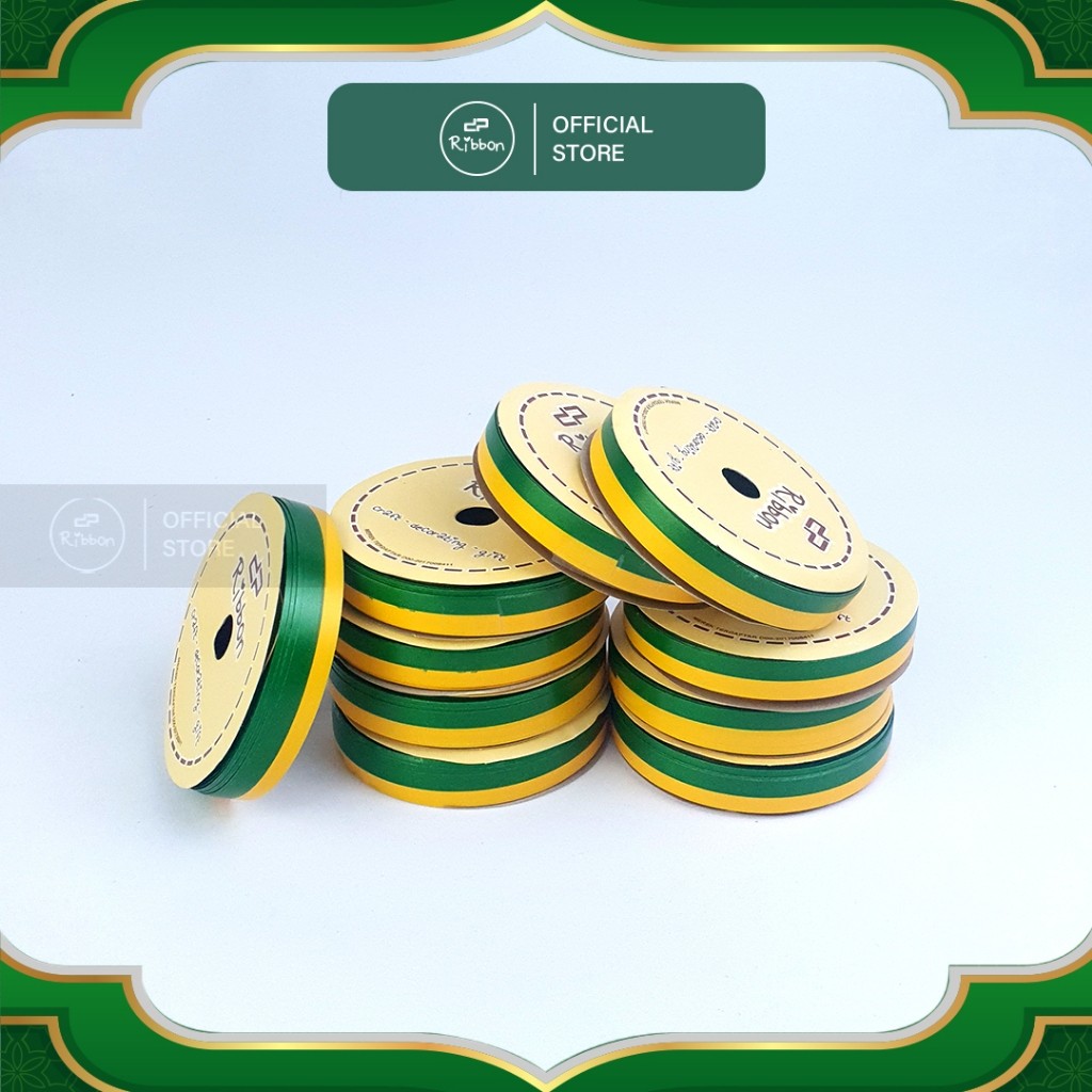 

1 Roll Pita Kado HIJAU - KUNING 13mm x 14m Ribbon Lebaran Ketupat Idul Fitri 1.3cm