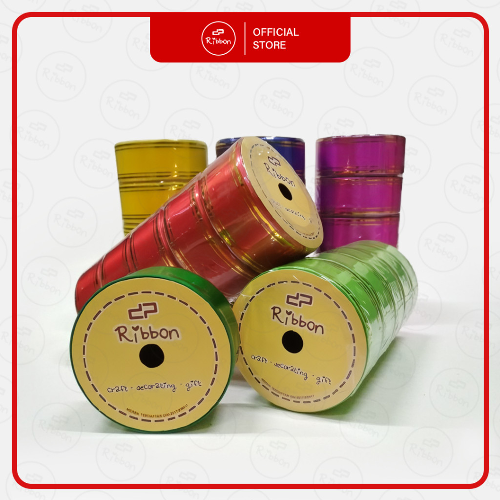 

ECER 1 Roll PITA KADO Besar LIS EMAS 1.5 Inch Pita Jepang List Mas 4 cm Gold Strip RIBBON 38mm