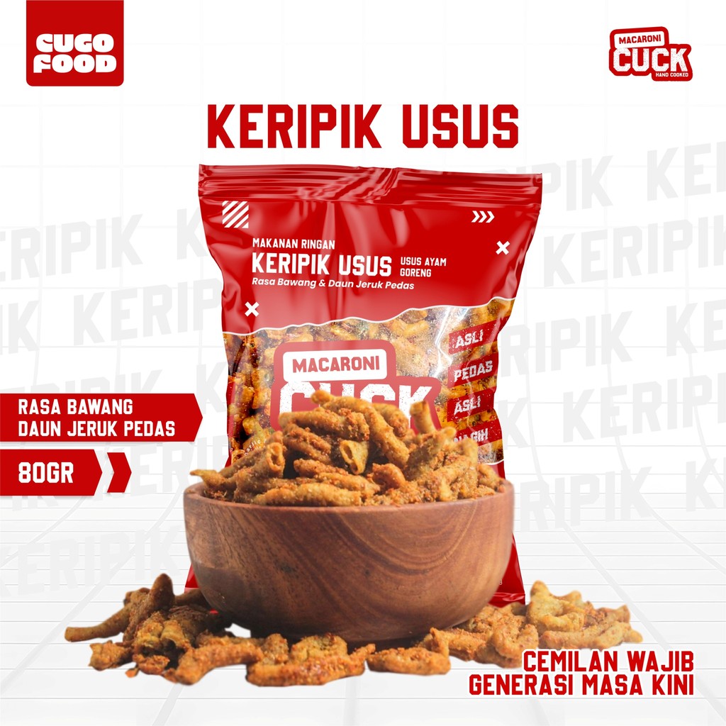 

Keripik Usus Pedas Daun Jeruk CUCK Kemasan Reguler 80 Gram Kripik Usus Crispy Usus Pedas Daun Jeruk