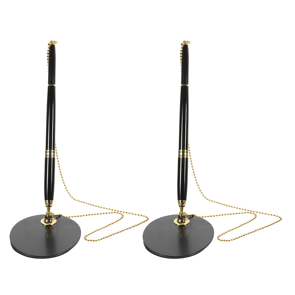 

2pcs Business Desk Fixed Counter Signature Pen Smooth Writing Gel Ink Pen Ergonomic Design For Office Reception And Retail Use