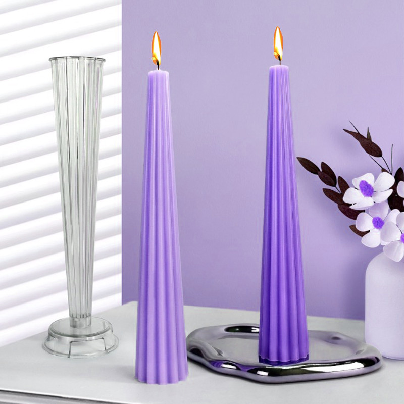 

18-25.5cm Long Pole Striped Cylindrical Candle Molds DIY Handmade Scented Candle Making Supplies Acrylic Plastic Mold Home Gift