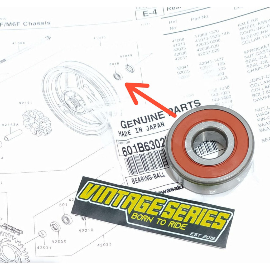 Bearing Laher Roda Belakang Kanan Ninja 150 R SS RR KGP 601B6302U ukuran 6302RS original kawasaki 63