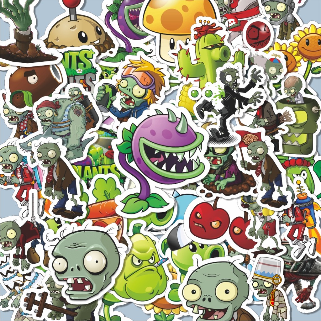 

100PCS Lucu Stiker Game Series PLANT vs ZOMBIE Character Mix 4 Stiker Aesthetic Stiker Anti Air Stikers Berperekat Waterproof sticker decal buat Motor Helm Buku Journal Koper Casing HP Laptop Botol Minum Hadiah anak
