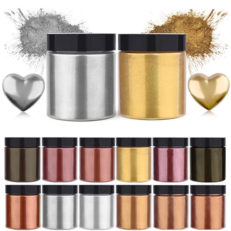 

50g Shimmer Metallic Gold Silver Color Pigment Pearlescent Colorant Pearl Pigment Dye UV Resin Epoxy Colour Jewelry Making