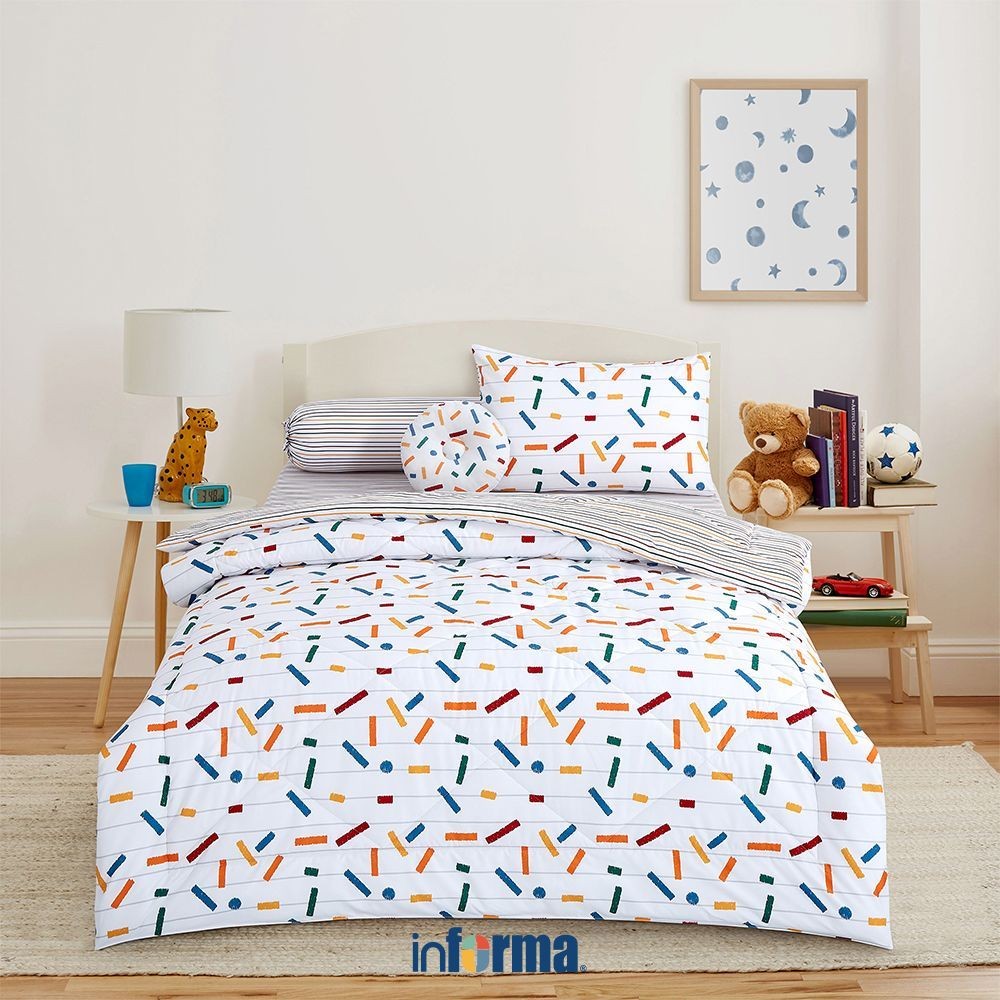 Informa Set Seprai Anak Microfiber Sprinkle - Putih Seprei Anak Sprei Anak Bed Sheet Anak Sheet Set 