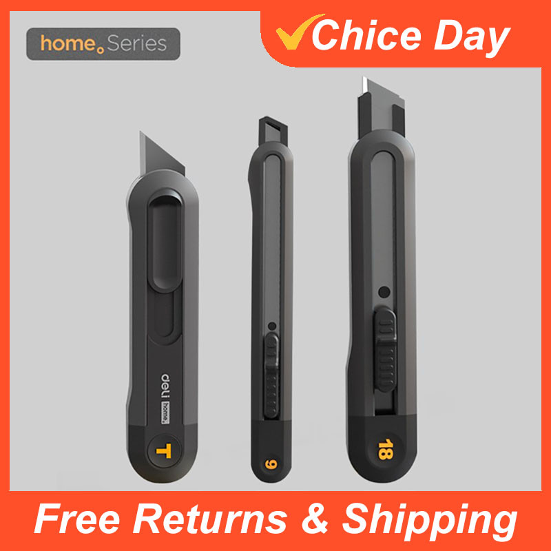 

Deli Snap-off Utility Knife Retractable Box Cutters 9mm 18mm High Carbon Steel Blades Auto Lock, for Office Supplies Stationery
