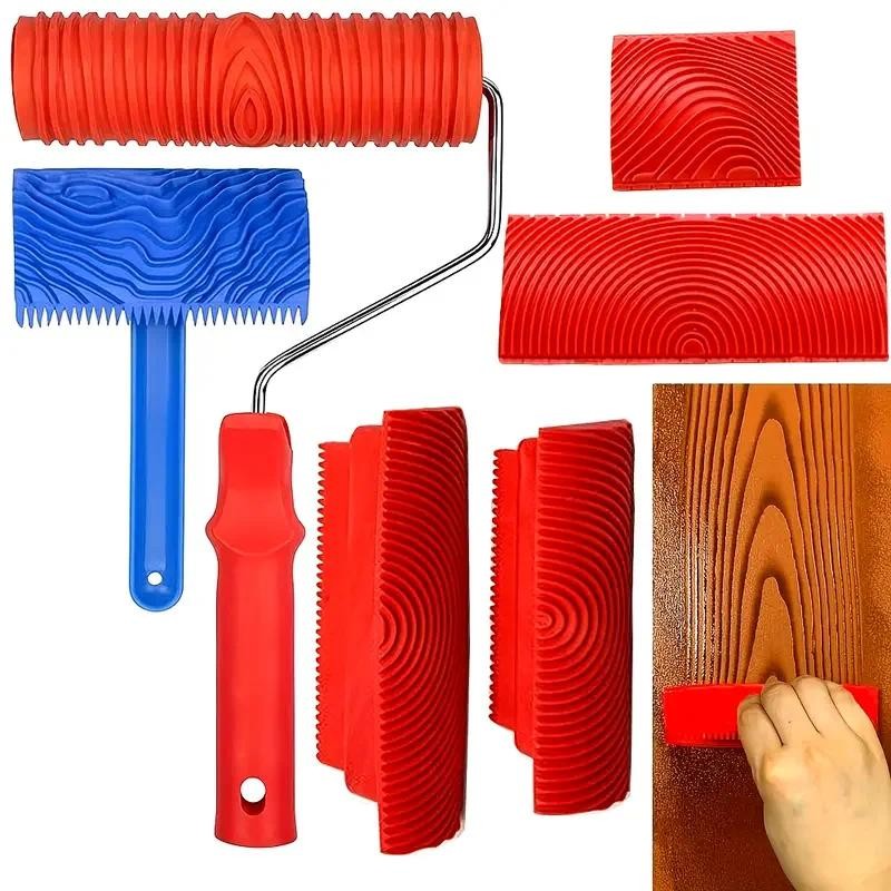 

Wood Graining Tools Set Texture DIY Paint Rubber Roller Brush Pattern for Wall Room Home Yard Garden Decoration Painting Tools