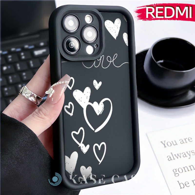 Fashion Heart Silicone SoftCase Redmi NOTE 13 Pro Redmi 12 13C Xiaomi-POCO-M4 Pro Soft Polos Hitam T