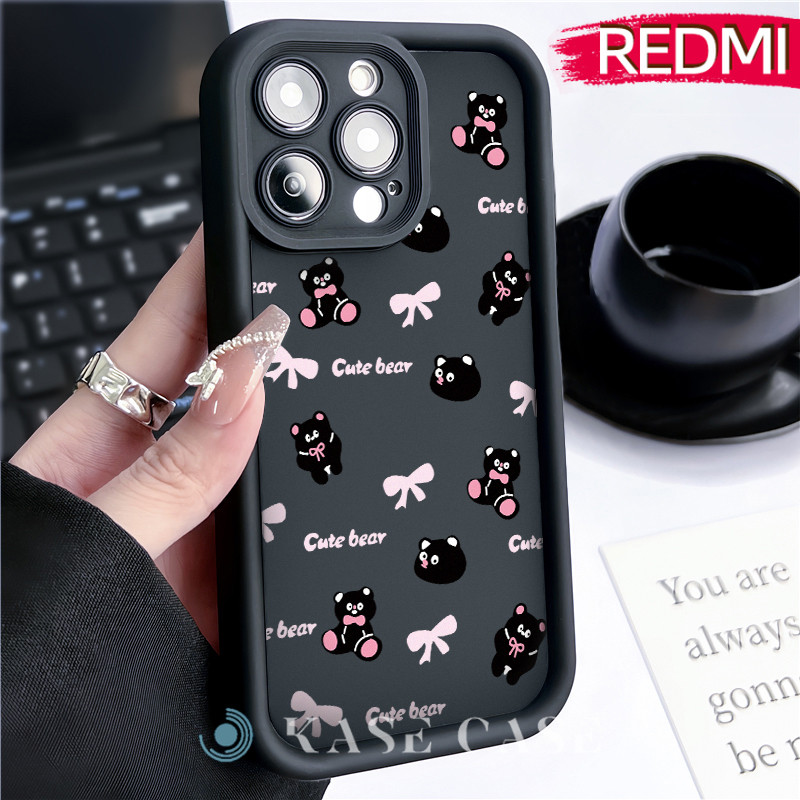 Lucu Bow Silicone SoftCase Redmi NOTE 13 Pro Redmi 12 13C Xiaomi-POCO-M4 Pro Soft Polos Hitam TPU Te