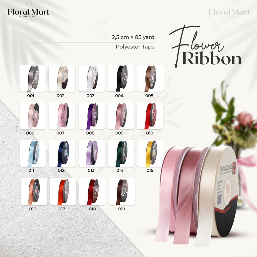 

Pita Bunga 1 Meter Satin 2,5CM Premium Floral Mart