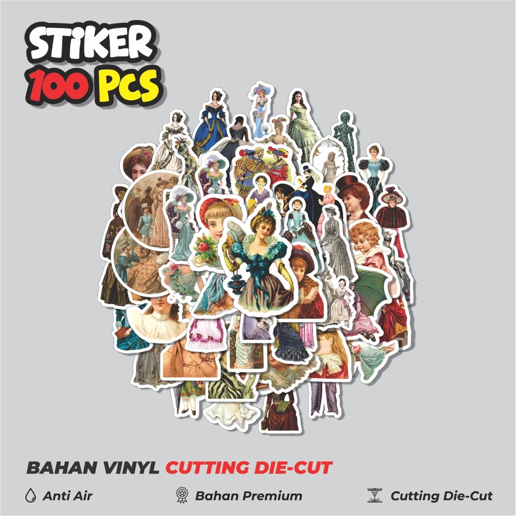 

Terbaru! 50 pcs Stiker Series Victorian Fashion Dekorasi Lucu Kreatif untuk Notebook, Skateboard, HP