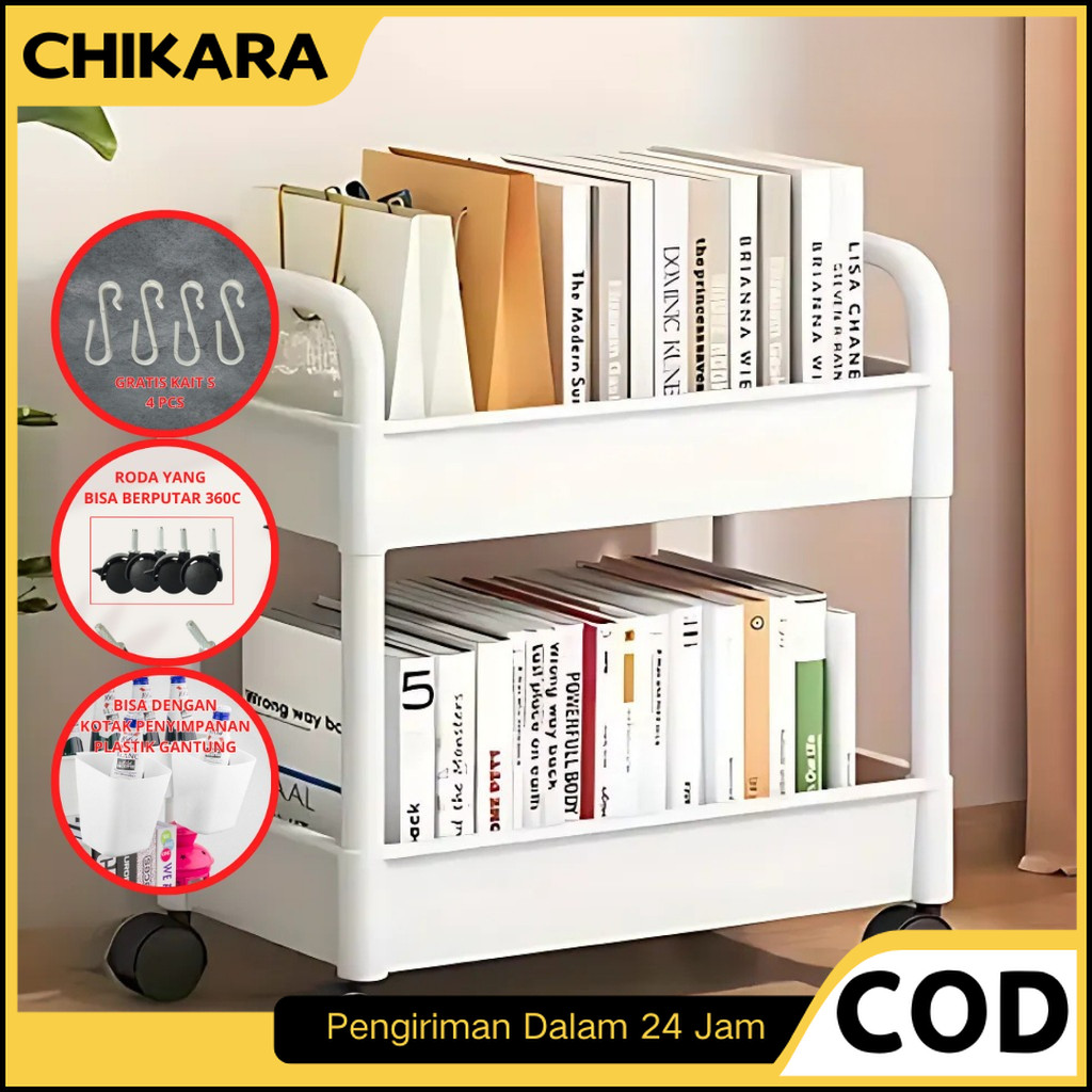 CHIKARA BESAR 2 Susun Rak Plastik Rak Susun Serbaguna Rak Sepatu Rak Buku Rak Dapur Rak Toilet