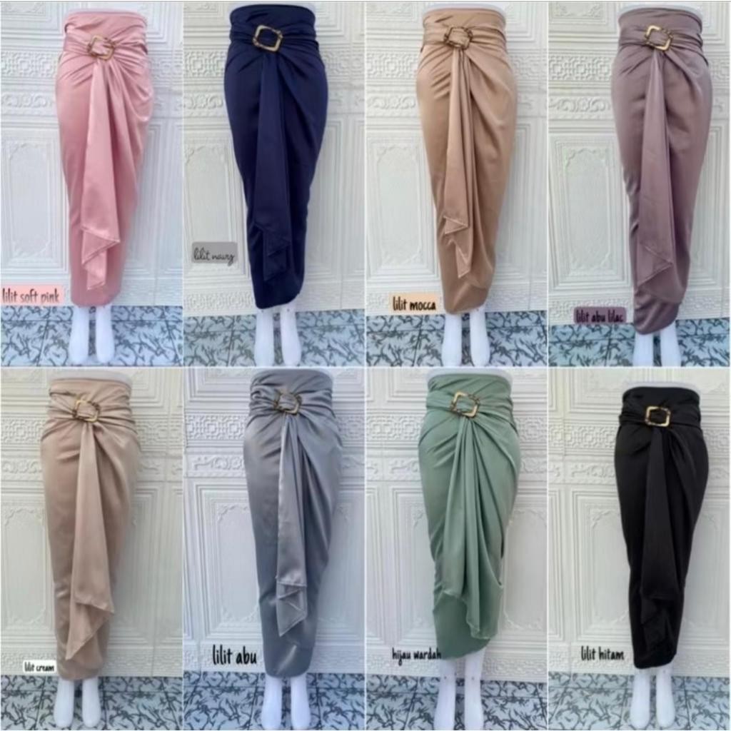 Rok lilit polos satin PREMIUM wrap skirt - Rok lilit satin | wrap skirt | rok lilit polos
